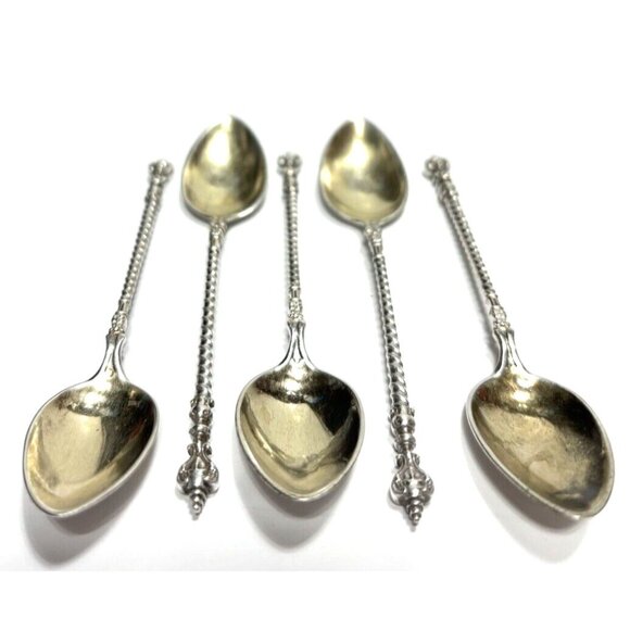 5 Spoons of V. Christensen Danish T800 Silver Spoons, 5pc Lot Antique - Picture 1 of 7